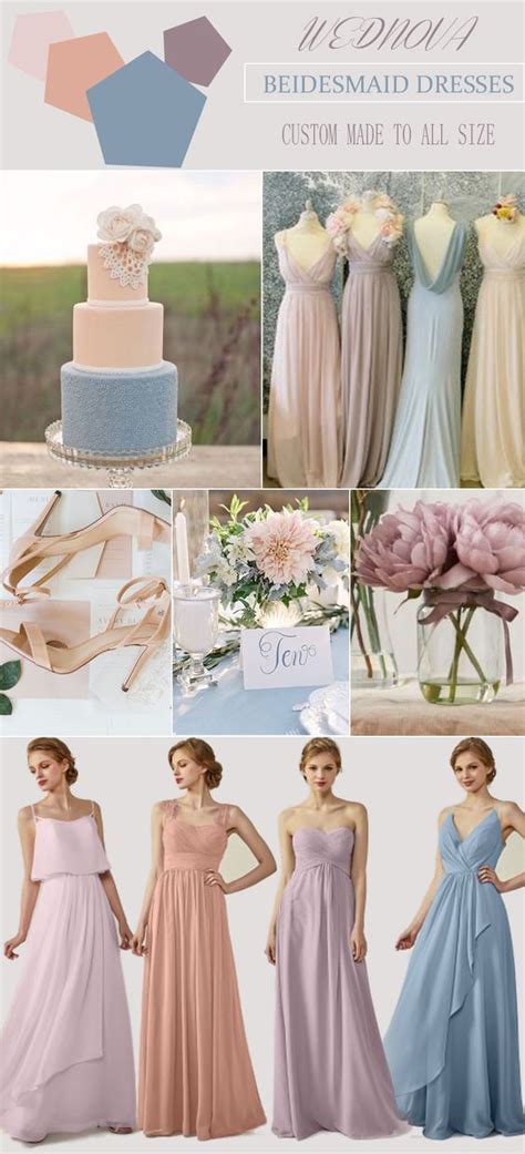 2018 Amazing Bridesmaid Dresses Spaghetti Straps Dress Dusty Blue Sweetheart Mauve Dresses Color
