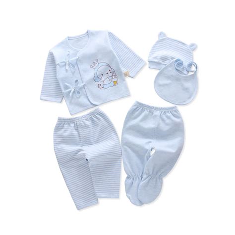 Newborn Baby Unisex 5pcs Clothes Outfit Soft Organic Cotton Layette Set