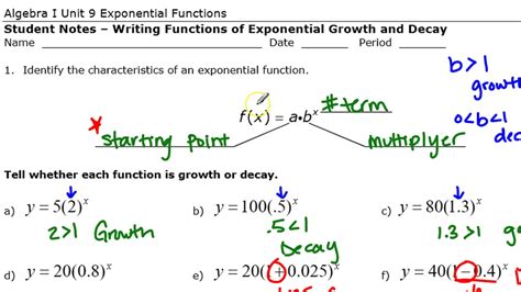 Writing Exponential Functions Youtube