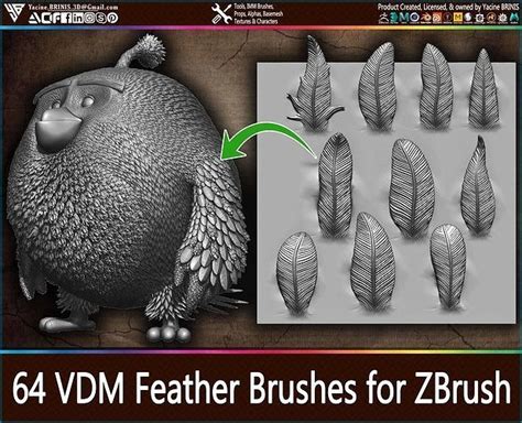 3d Model 64 Vdm Feather Brushes For Zbrush Vr Ar Low Poly Cgtrader