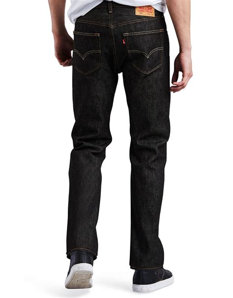 Levis Mens 501 Original Shrink To Fit Mid Rise Regular Fit Straight Leg Jeans Black
