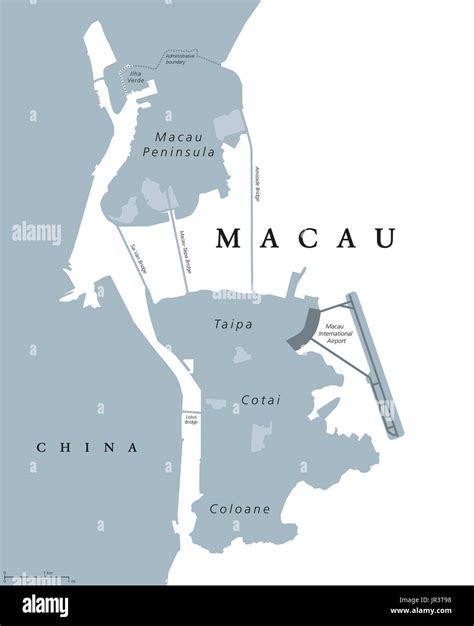 Macau Political Map Also Spelled Macao English Labeling Special