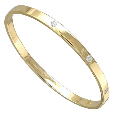 Tiffany And Co Diamond Gold Bangle Bracelet For Sale At 1stdibs