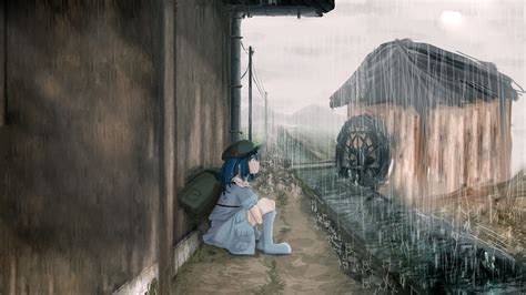 3118x1754 Blue Hair Anime Girls Anime Rain Artwork Wallpaper Coolwallpapersme