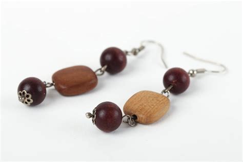 Buy Unusual Handmade Wooden Earrings Wood Craft Beaded Earrings Ts