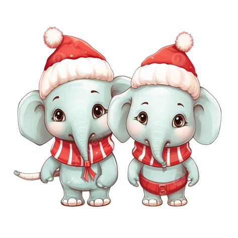Lindos Elefantes Con Disfraz De Navidad Personaje De Dibujos Animados