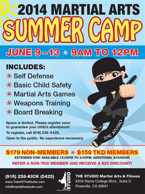Martial Arts Summer Camp At The Studio June 9 To 13 The Studio