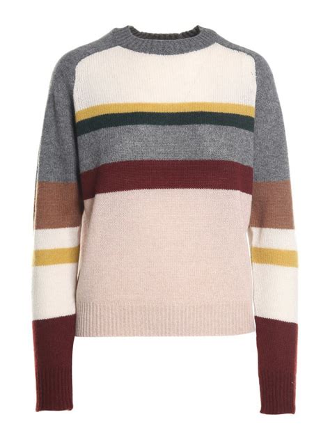 A Womens Sweater With Multicolored Stripes