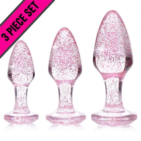 Booty Sparks Glitter Gem Anal Plug 3 Piece Set Pink Janets Closet