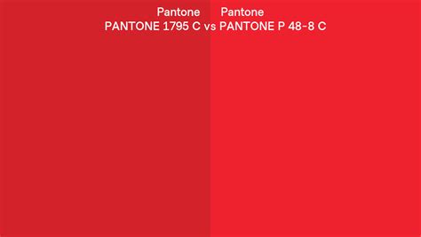 Pantone 1795 C Vs Pantone P 48 8 C Side By Side Comparison