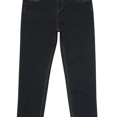 Black Plus Size Sturdy Fit Adjustable Waist Boys Jeans With Contrast