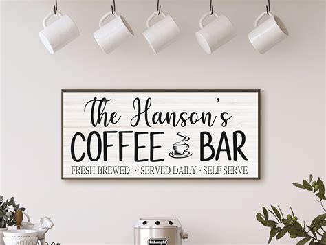 Coffee Bar Sign Coffee Bar Decor Kitchen Sign Coffee Sign Personalized