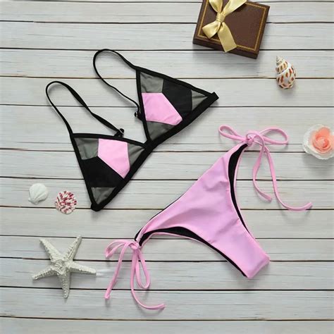 Buy Sexy Brazilian Solid Top Thong Bikini Set Solid