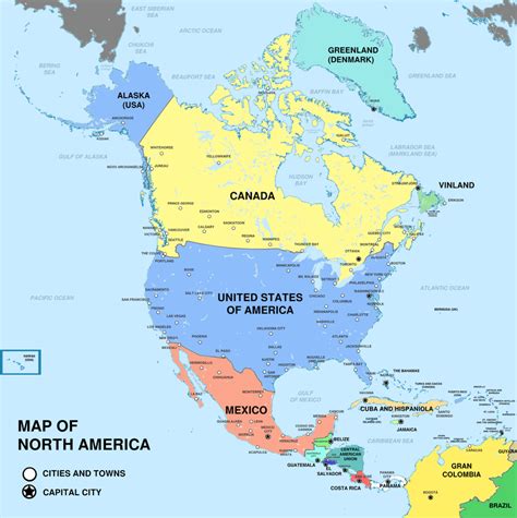Map Of North America And Canada World Map