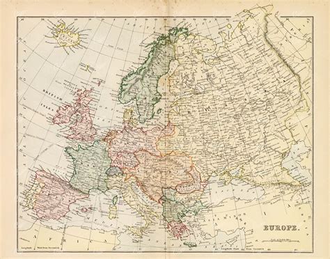 Europe Map Antique 1880 Stock Image William Mackenzie Century Library