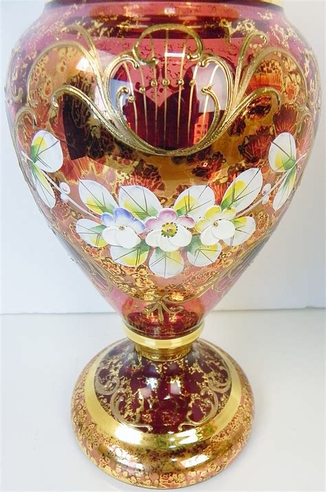 Red Venetian Style Glass Vase