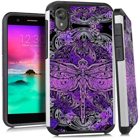 Dalux Hybrid Slim Phone Case Compatible With Motorola Moto E6 Purple Dragon