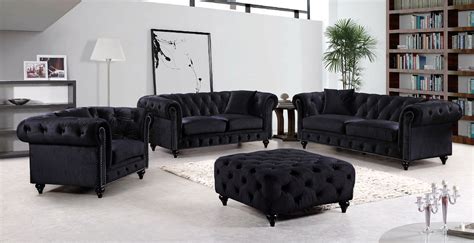 Meridian Chesterfield Black Sofa 662 Living Room Sets Furniture