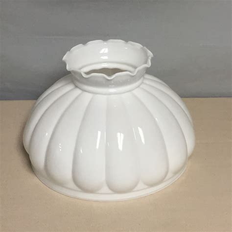 Antique White Fluted Milk Glass Aladdin Hurricane Lamp Shade