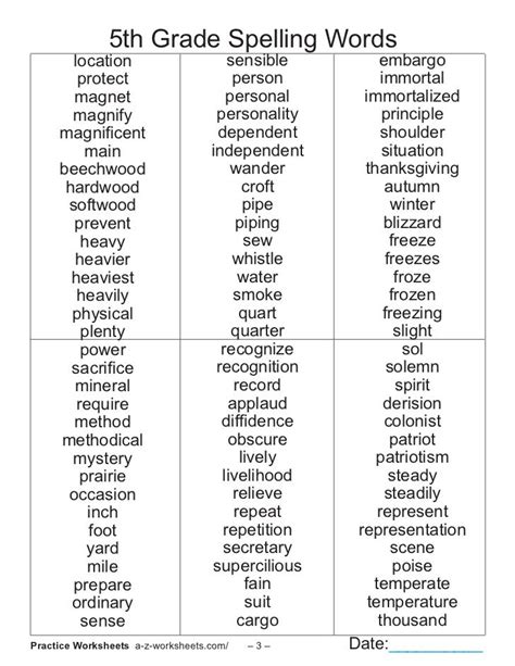 8th Grade Sight Words List 5th Grade Spellingwordslist 5th Grade