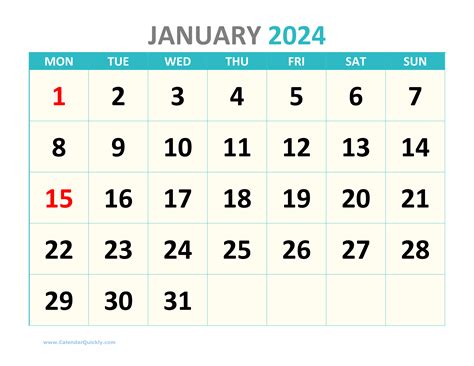 Large Monday Printable 2024 Calendar Calendar Quickly