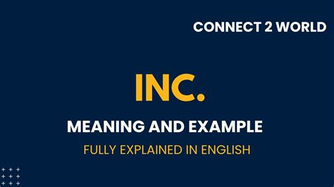 What Does Inc Means Meanings And Definitions With Inc In English