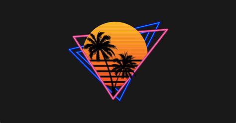 80s Retro Neon Synthwave Inspired Sunset And Palm Trees 80s Retro T