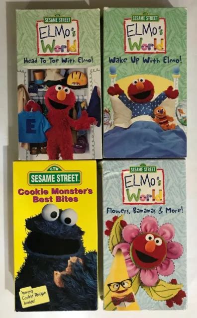 Sesame Street Vhs Tapes Lot Of 4 Elmos World And Cookie Monster Best