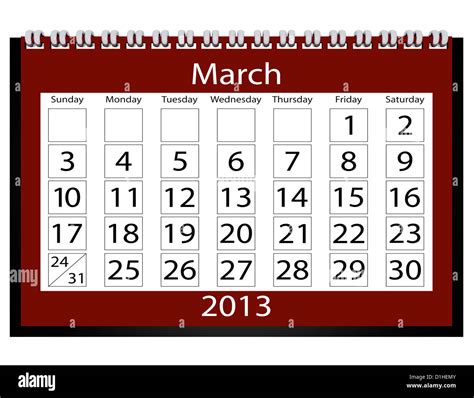 3d Render 2013 Calendar March Stock Photo Alamy