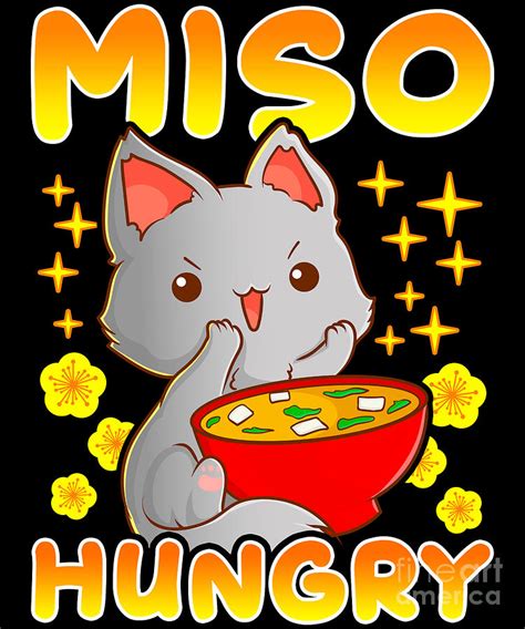 Cute Anime Cat Kitty Miso Hungry Pun Kawaii Digital Art By The Perfect