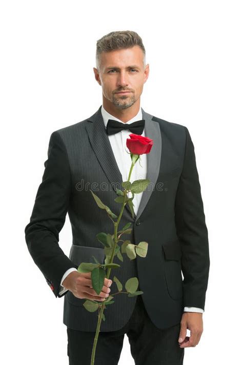tuxedo man with rose flower happy valentine day special occasion male formal style of