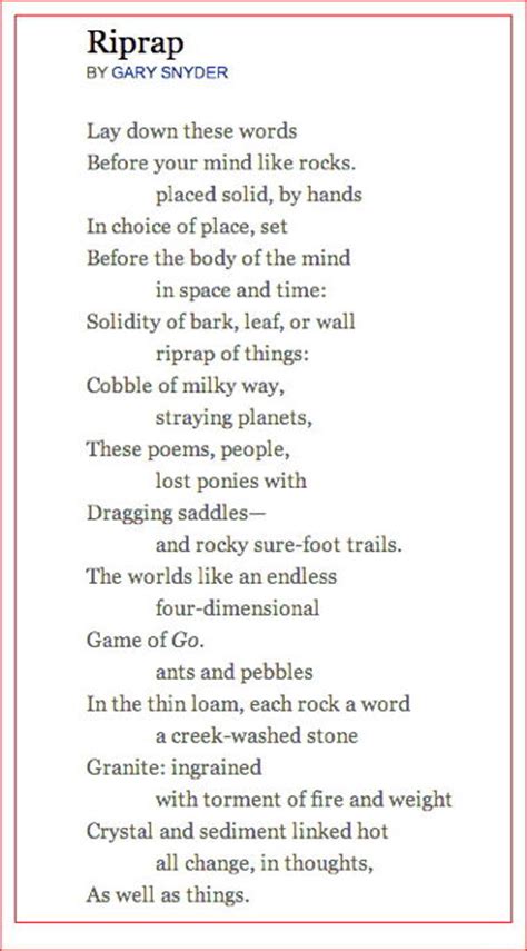 This list of new poems is composed of the works of modern poets on poetrysoup. GARY SNYDER: POET OF THE EARTH BEFORE EARTH DAY