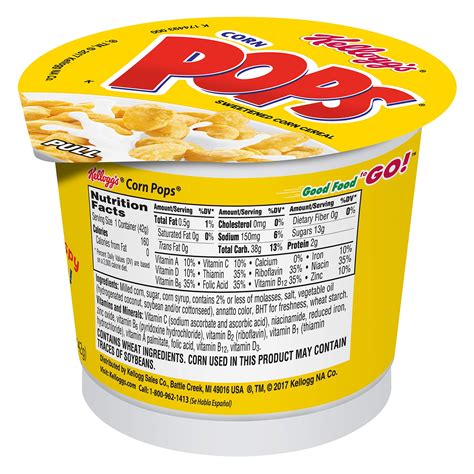Kelloggs Corn Pops Breakfast Cereal Cups Kids Snacks Cereal Cups To