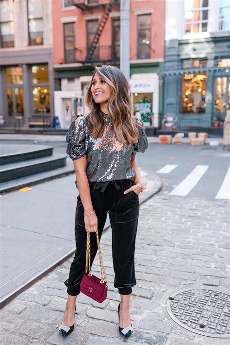 Holiday Party Style Velvet Joggers And Sequins · Haute Off The Rack