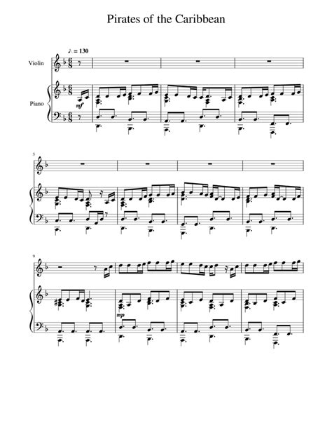 Each piece has been specially arranged so that even beginners can sound great playing them. Pirates of the Caribbean Sheet music for Piano, Violin (Mixed Duet) | Musescore.com