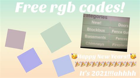 Four Free Rgb Codes Roblox Bloxburg Youtube