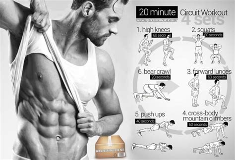 20 Minute Circuit Workout 4 Sets Knees Body Healthy Fitness Ab