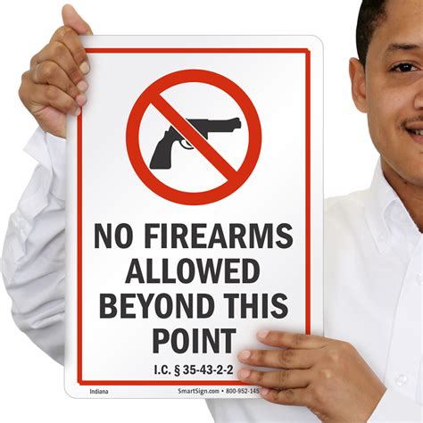 No Firearms Allowed Beyond This Point Indiana Gun Law Sign Sku S2 0646 In