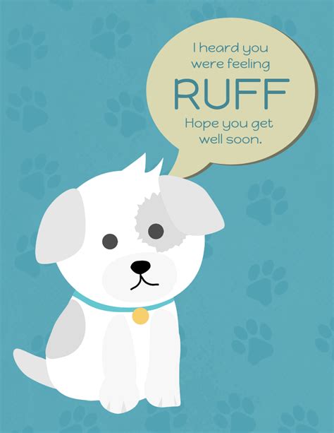 Cute Dog Get Well Card Template