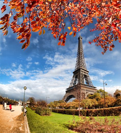 Eiffel Tower With Autumn Leaves In Paris Stock Photo 08 Free Download
