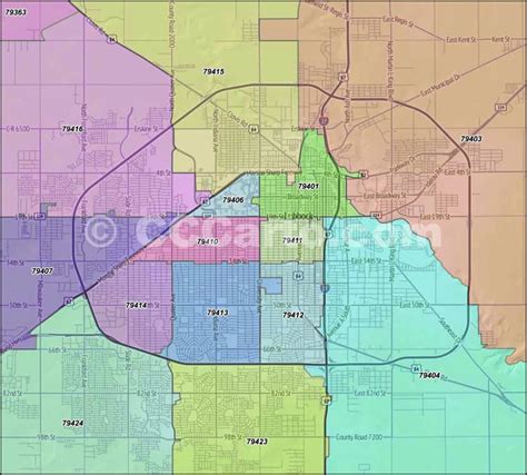 Lubbock Texas Zip Codes Lubbock County Zip Code Boundary Map