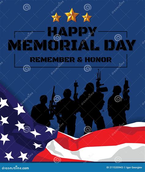 Happy Memorial Day Vector Illustration Poster Template Stock Vector