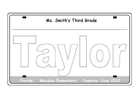 Printable License Plate Generator For Kids