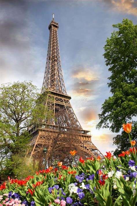 Eiffel Tower In Spring Time Paris France Stock Photo Image Of