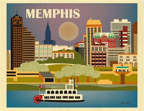 Memphis Tn Design Print Memphis Art Tennessee Travel Poster Etsy