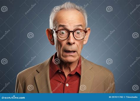 Studio Portrait Of A Surprised Old Man Stock Photo Image Of Studio