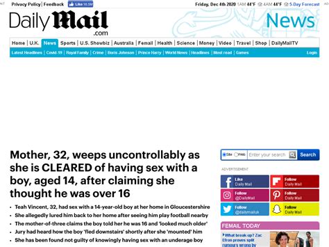 Mother 32 Weeps Uncontrollably As She Is Cleared Over Sex With 14 Year Old Daily Mail Online