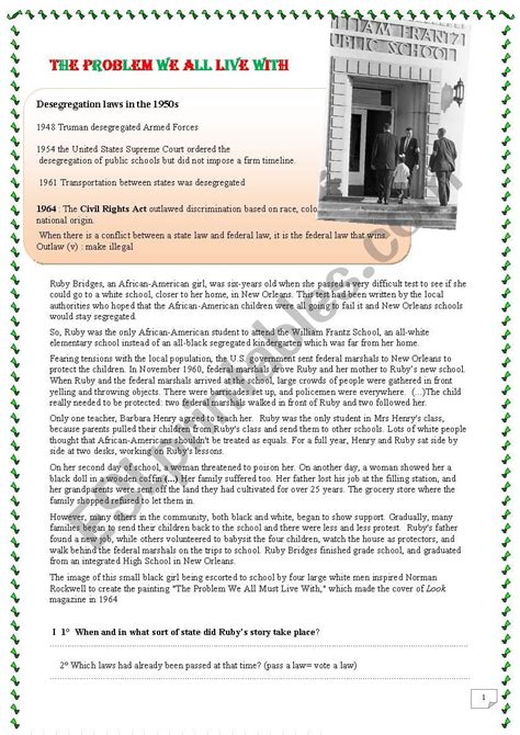 Ruby Bridges Printable Worksheets Peggy Worksheets