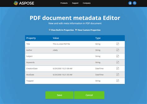 Chrome, ie, firefox or safari. Free online PDF document Metadata Editor | File Format ...