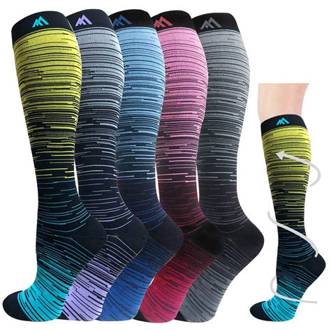 5 Pairs Gradient Compression Socks For Men And Women （20 30 Mmhg）i Actin Actinput Compression Socks